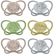 NIP Spar-Set 6x Latex-Schnuller „Butterfly“ Mit Ring (Gr. 2, 5–18 Monate) | Made In Germany, BPA-frei