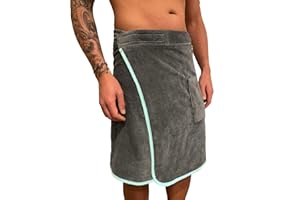 HOMELEVEL Men's Sauna Kilt - Bath Towel for Spa - Cotton Gym Towels for Men - with Hook-and-Loop Fastening & Pocket