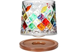 Uten Verre à Eau Rotatif 275 ml - Dessous en Bambou - Utilisable pour Whisky, Rhum, Cocktail, Café - Gobelet Anti-Stress - 1 Pièce