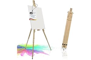 Artina Cavalletto Pittura da Campagna Malaga per artisti pittori Accademia Belle Arti Legno massello di Pino Portatile Stabile e Robusto - Cavalletto per dipingere e disegnare Professionale da Studio