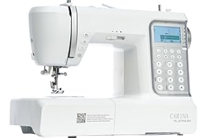 CARINA Nähmaschine Platinum I 404 Programme I Buchstaben & Zahlen I Fadenspannung & Abschneider I Spiegel-Funktion I Variable Stichlänge & Stichbreite I Memory-Funktion I Tischverlängerung (weiß)