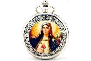 UNENDLICH U Infinite U Retro Cattolica Beata Vergine Maria Argento Hollow Scheletro Meccanico Orologio da Tasca