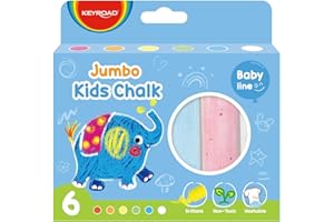 Kolorowe kredki Jumbo dla dzieci - Pudełko z 6 kolorów - Nie zawiera toksycznych - Kredki do prania - Idealne do rysowania na łupkach - Materiały szkolne - Keyroad