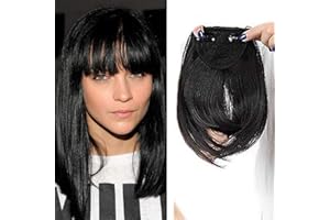 SEGO Frangia Clip Capelli Frangetta Frontale Finta Extension Bangs Hair Fascia Unica Corta Capelli Lisci Posticci Donna 30g Nero Naturale