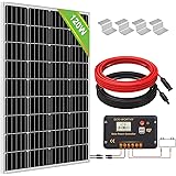ECO-WORTHY Monokristallines Solarpanel-Set 120 W enthält 12 V Mono-Solarmodul + 20 A Solarladeregler + 5 m Solarkabel + Z-Bef