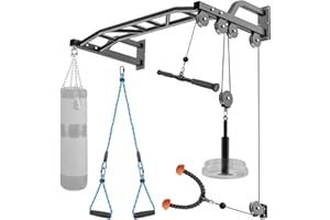 SELEWARE Barra de Pull - up de Gran Resistencia, Montaje en la Pared Barra Multifunción para Chin - up, con Sistema de Polea de Cable para Gimnasio en Casa, Aparatos de Entrenamiento de Lat Pulldown