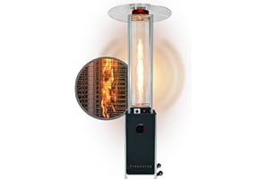 APANA Gasheizer 12,5 kW Bellamente Cristal – Gas Heizpilz in Anthrazit mit Transportrollen – Terrassenheizer mit Umkippsicherung & Abschaltautomatik – Outdoor Heizstrahler für Garten & Balkon