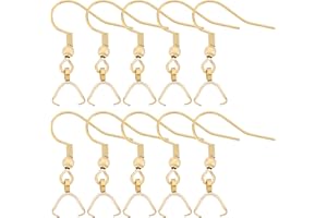 Beebeecraft 1 boîte 50 pièces Crochets de Boucle d'oreille avec Fermoir Pendentif en Acier Inoxydable Plaqué Or 18K Fil Français Crochets de Boucle d'oreille avec Bélières pour la Fabrication