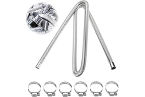 WOKICOR Tuyau d'Echappement 120 cm, Tuyau d'échappement pour Générateur, Tuyau D'échappement en Acier Inoxydable Tuyau D'Echappement de Voiture avec 6 Colliers en Acier IOnoxydable pour Chauffage Diesel