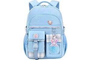 KEBEIXUAN School Bags for Girls - Kawaii Personalised Kids Backpack, Water Resistant Rucksack for Primary Middle School