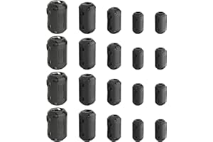 ColdShine 20Pcs Ferrite Ring Core Black Clip-on Ferrite Choke RFI EMI Noise Suppressor Cable Clip 3.5mm 5mm 7mm 9mm 13mm Anti-Interference High-Frequency Filter for USB Video Audio Cable
