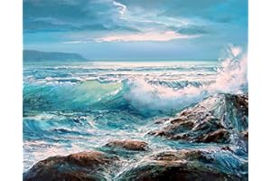 TISHIRON Ocean Seaside Paint by Numbers for Adults Sea Wave DIY Oil Painting Seascape Painting Paint by Numbers Kits Nordic Wall Decor 16"x20" (without Frame)