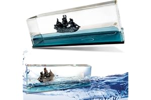 JOMEWORY Unsinkable Boat in a Box, Acrylic Pirate Ship Model Toy, Fluid Drift Bottle, Cruise Ship Toy, Creative Liquid Home Living Room Decoration Ornament, 14,6 x 5,4 x 5,2 cm