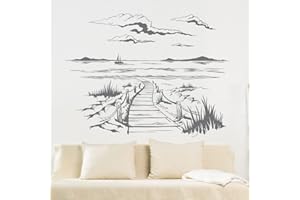 ‎DESIGNSCAPE DESIGNSCAPE® Wandtattoo Steg am Strand | Farbe: braun | Größe: mittel (100 x 75 cm)