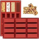 YXHZVON 2 PCS Bar Molds, 12 Cavity Rectangular Silicone Mold, Non-Stick Chocolate Mold for Soaps, Energy Bars, Granola, Cake,