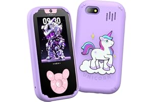 HOOMOON 2023 Unicorn Kids Smart Phone with 14 Puzzle Games, Christmas Birthday Gift for Girls Boys, HD Selfie Camera MP3 Player for Toddlers, Cute Learning Educational Gifts Toys for 3-12 Years Old (Purple)