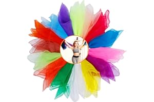 XCOZU 15 Stück Jongliertücher Bunte Tücher zum Tanzen, Rhythmiktücher, Gymnastiktücher, Seidentücher Chiffontücher in 15 Farben, 60x60cm