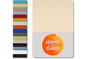 HOME - 4 - GOOD home4good Spannbettlaken 140x200cm, 100% gekämmte Baumwolle, Oeko-TEX 100, Jersey Spannbetttuch Bettlaken 140 x 200 - Creme