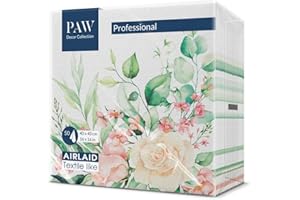 PAW DECOR COLLECTION PAW - Napkins Made of airlaid - Fabric-Like (40 x 40 cm) I 50 Pieces I Ideal for Wedding, Baptism, Communion, Birthday I Fabric-Like Napkins - Flowers, Roses I Color: Floral Moments