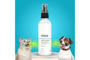 Moe Puppy Dental Spray for Dogs and Cats - Oral Spray for Dog Controls Plaque & Tartar, Freshens Breath Aloe Vera, Grapeseed, Thyme Dog Dental Care Reddish (100 ml)