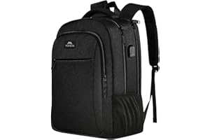 MATEIN Travel Laptop Backpack, Work Bag Lightweight Laptop Bag with USB Charging Port, Anti Theft Business Backpack, Water Resistant School Rucksack Gift for Men and Women, Fits 15.6 Inch, Dark Black