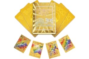 UENXRXE Pack of 55 Cartoon Cards Gold Rare Cards Set, No Duplicates Caricatures Comics Trading Cards for Children's Birthday Party Gifts Card Set Various Cards (Golden)