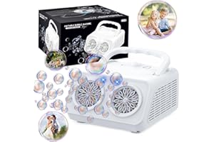Panamalar Bubble Machine, Automatic Bubble Maker 2 Modes for Kids 20000+ Bubbles Per Minute, 26 Holes Portable Electric Bubble Blower Toys with Lights/120ml Bubble Solution for Outdoor Party Wedding