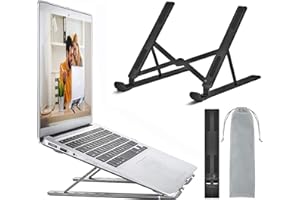 OUGEP Soporte para Portátil, Múltiples Ángulos Ajustable Soporte para OrdenadoTabletas, Ergonómico y Protector Ventilado Plegable para Macbook DELL, HP, PC otro10-15.6” Laptop (Negro)