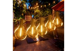 Bomcosy Guirlande Guinguette, G40 Guirlande Lumineuse Extérieur 15m LED Lumiere Extérieur Intérieur Guirlande, Blanc Chaud 46+4 Ampoule E12, Étanche IP45,Décoration de Noël Mariage Fête Jardin Patio