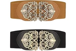 LALAFANCY Ceinture large à taille élastique pour femme 2 pièces rétro Ceinture Élastique