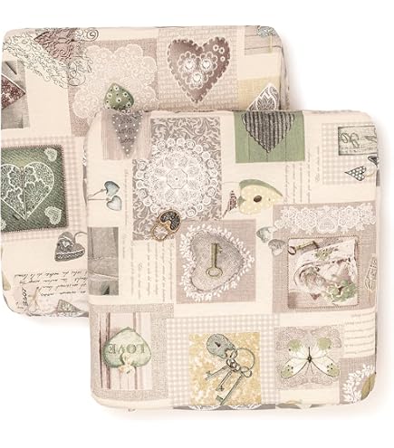 Set 4 Coprisedia Cucina Sfoderabili Con Laccetti In Stampa Digitale Double Face 40x40x5 Cm Flowers 87041955