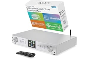 Radio Internet WiFi Sintonizador | Receptor de Radio Digital Dab+ & FM | Spotify Connect & Podcasts | Bluetooth Adaptor para Pila HiFi | Mando a Distancia Incluido | MAJORITY Fitzwilliam (Plata)
