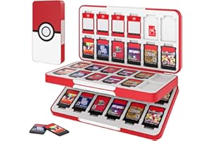 MoKo Porta Schede, Custodia Porta Cartucce di Gioco Compatibile con Switch 2/Switch OLED 2021/Lite, Custodia Protettiva con 48 Scompartimenti Schede Gioco, 24 Scompartimenti Micro SD, Bianco&Rosso