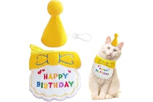 SUBTAVIK Hundegeburtstagsbandana, Katzengeburtstagsmütze, Hundegeburtstagsmütze, Hundepartymütze, Hund, Alles Gute zum Geburtstag, Lätzchen, Haustier, Alles Gute zum Geburtstag, Scraft, Haustierparty (Gelb)