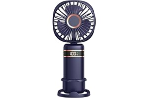 FAPPEN Mini Handheld Fan, Portable USB Hand Held Fan, Rechargeable Fans 5 Speeds Folding Hand Fan with Base and Lanyard for Home Office Bedroom Outdoor Travel(Blue)