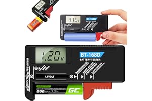 Retoo Czarny cyfrowy tester baterii AAA, AA, CR, baterii guzikowej, 1,5 V 3,7 V 9 V, wskaźnik stanu ładowania/wolt, sprawdzanie baterii, tester baterii, miernik