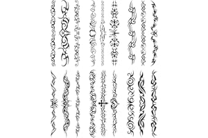 BPTRKOM 6 Fogli Tatuaggi Temporanei- Adesivi Tribali Neri Finti Tatuaggi, Schizzi, Adesivi Tatuaggi Temporanei,Tatuaggi bracciale Finti Stickers Adulti per Braccio Polso Gamba Cerchio