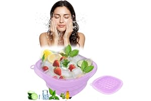 VBVARV Face Bowl for Ice, Quick Cooling Foldable Silicone Wash Basin with Built-in Ice Tray, Ice Tray for Home Ice Water Facials, Facial Ice Bath Kit, Ice Water Face Cold Plunge