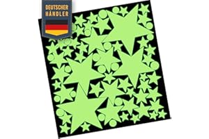 ELES VIDA 50 sztuk samoprzylepnych gwiazd świecących w ciemności - naklejki świecące o dużej intensywności światła - silne fluorescencyjne świecące w nocy - świecące gwiazdy, naklejki świecące - folia marki z Niemiec