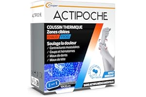 COOPER ACTIPOCHE - Coussin thermique - Thermothérapie - Contractures musculaires et douleurs articulaires - Zones ciblées - Microbilles - 1 unité