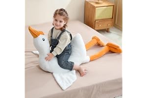 Ponjauk Grand canard en peluche géant 130 cm - XXL - Doudou d'oie - Grand canard en peluche - Coussin pour dormir - Grand anniversaire pour enfants