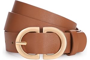 WHIPPY Women Leather Belt for Jeans Trousers Dresses Ladies Fashion Belt with Gold Buckle