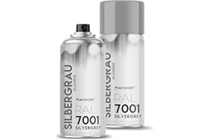 MICROTEC® Sprühlack | 400ml | hochwertiges Acryllackspray | matt oder glänzend | Sprühfarben für Metall, Holz, Kunststoff u.v.m. | große Farbauswahl (Silbergrau glänzend - RAL 7001)