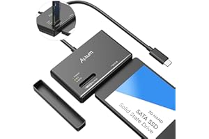 Alxum USB C a NVMe M.2 e SATA HDD/SSD Enclosure, M.2 a SATA Adapter Supporto 10Gbps Trasferimento dati, Include 12V/2A Alimentazione