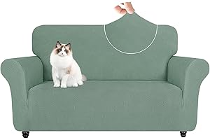 YSTELLAA Copridivano 2 Posti con Braccioli, Copri Divano AntiGraffio Gatto Cani, Copridivani Elasticizzati, Universale Fodera Divano Moderno, Sofa Cover Antiscivolo Antimacchia, Verde Chiaro