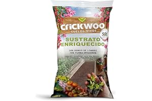 CRICKWOO - Sustrato Universal Premium con Humus de Lombriz. Saco 50L (30% Humus de Lombriz y 70% Turba Sphagnum) Ideal para Todo Tipo de Plantas, semilleros, macetas y Cultivos