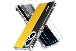 ivoler 3 in 1 Funda para Xiaomi Poco X7 Pro 5G con 2 Piezas Cristal Templado, Transparente Carcasa Protectora Antigolpes Case, Suave TPU Silicona Anti-Choques Caso