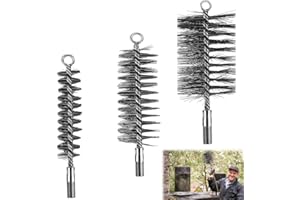 Rakuker Brosses de Ramonage Cheminée, 3Pcs Kit Ramonage Poele Pellet, Hérisson Ramonage Acier Inoxydable, Métallique Brosse de Ramonage Cheminée pour Nettoyage de Cheminée(30 mm, 50 mm, 80 mm)