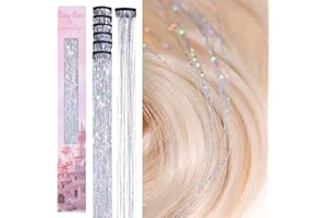 WENNALIFE Zestaw 6 spinek do włosów, kolor srebrny, 60 cm, brokat, spinka do włosów, ozdoba na imprezę, na imprezę