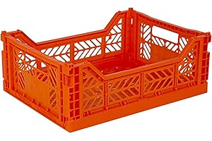 AYKASA Ay-Kasa Scatola pieghevole stabile, impilabile, in plastica, arancione, Midi (40 x 30 x 14 cm)